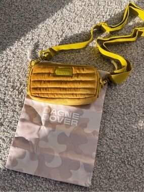 Dagne Dover Mustard Quilted Crossbody Bag with Adjustable Strap